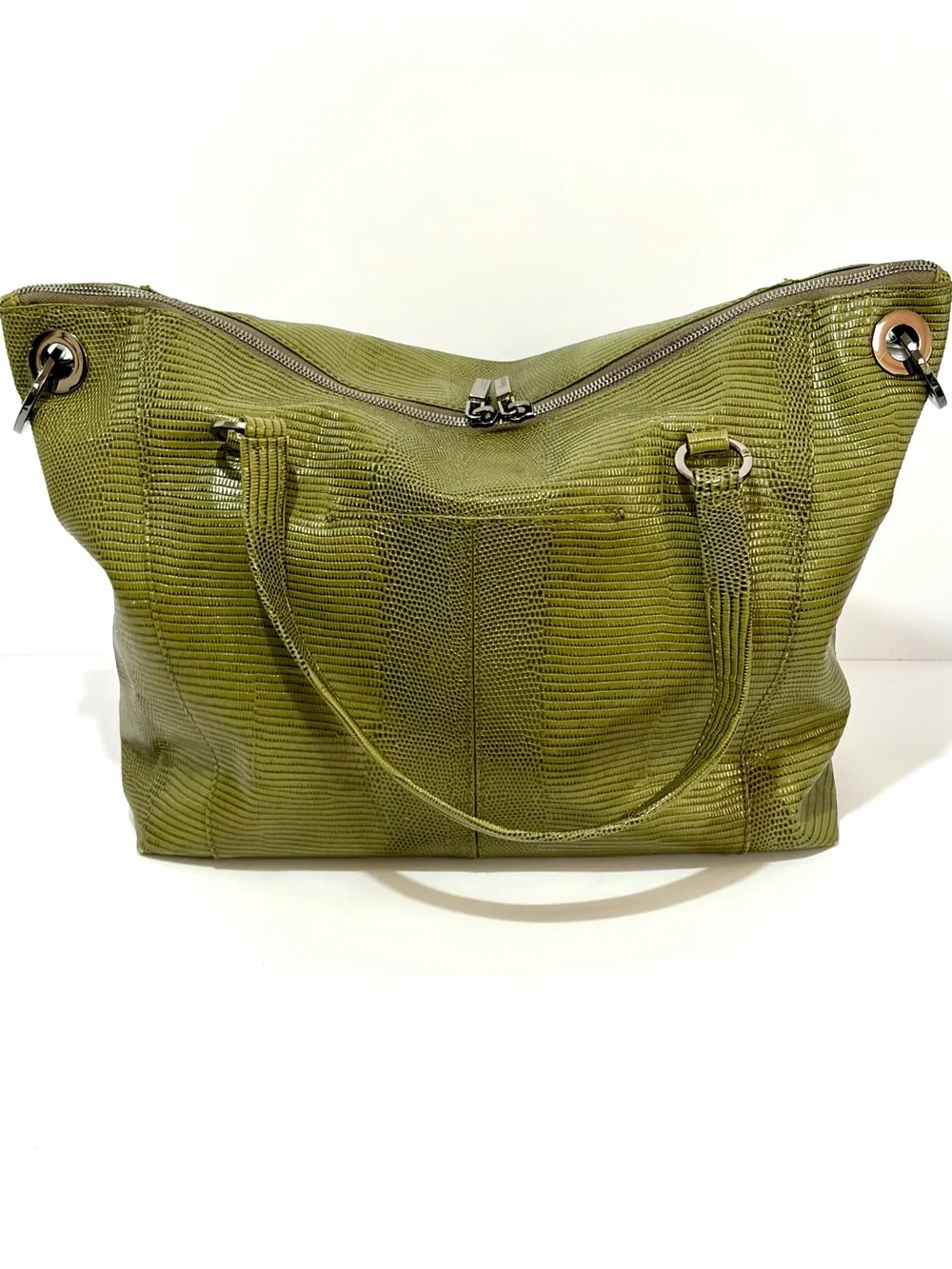 HAMMITT Daniel LG Satchel In Evergreen Lizard 🦎/Gunmetal Hardware EUC!!